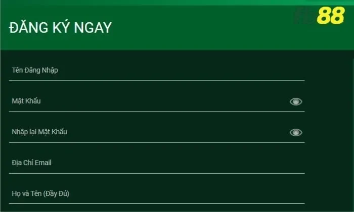 Nhập thông tin cá nhân mà Fb88 yêu cầu